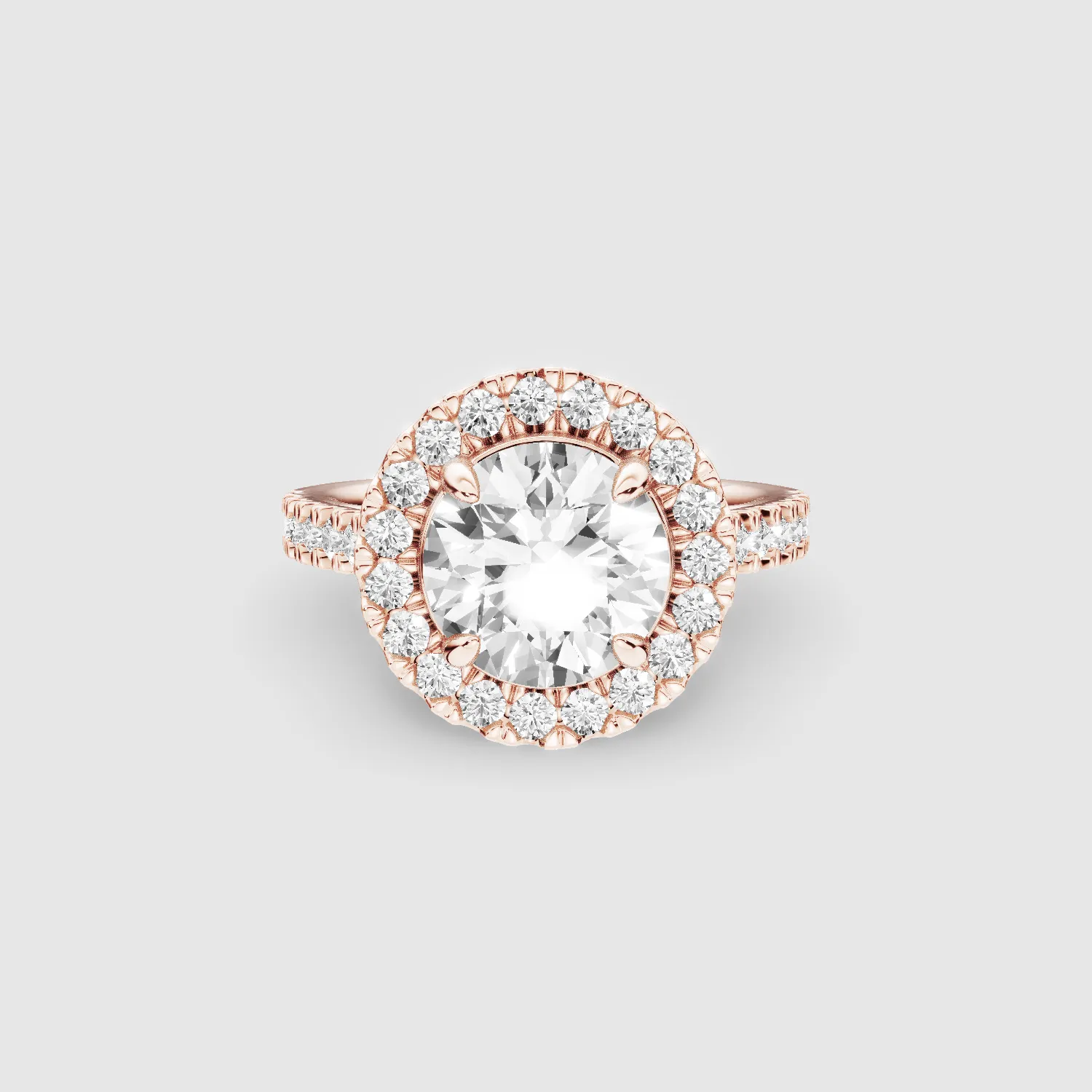 Studded Halo Solitaire Ring-Round