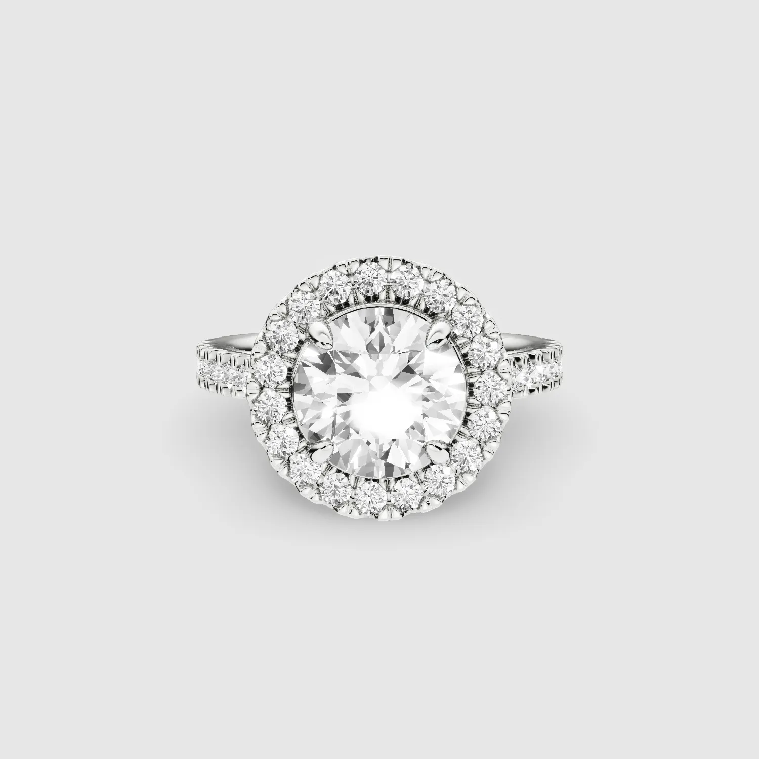 Studded Halo Solitaire Ring-Round