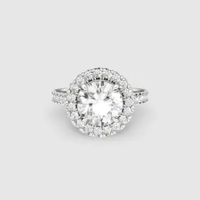 Studded Halo Solitaire Ring-Round