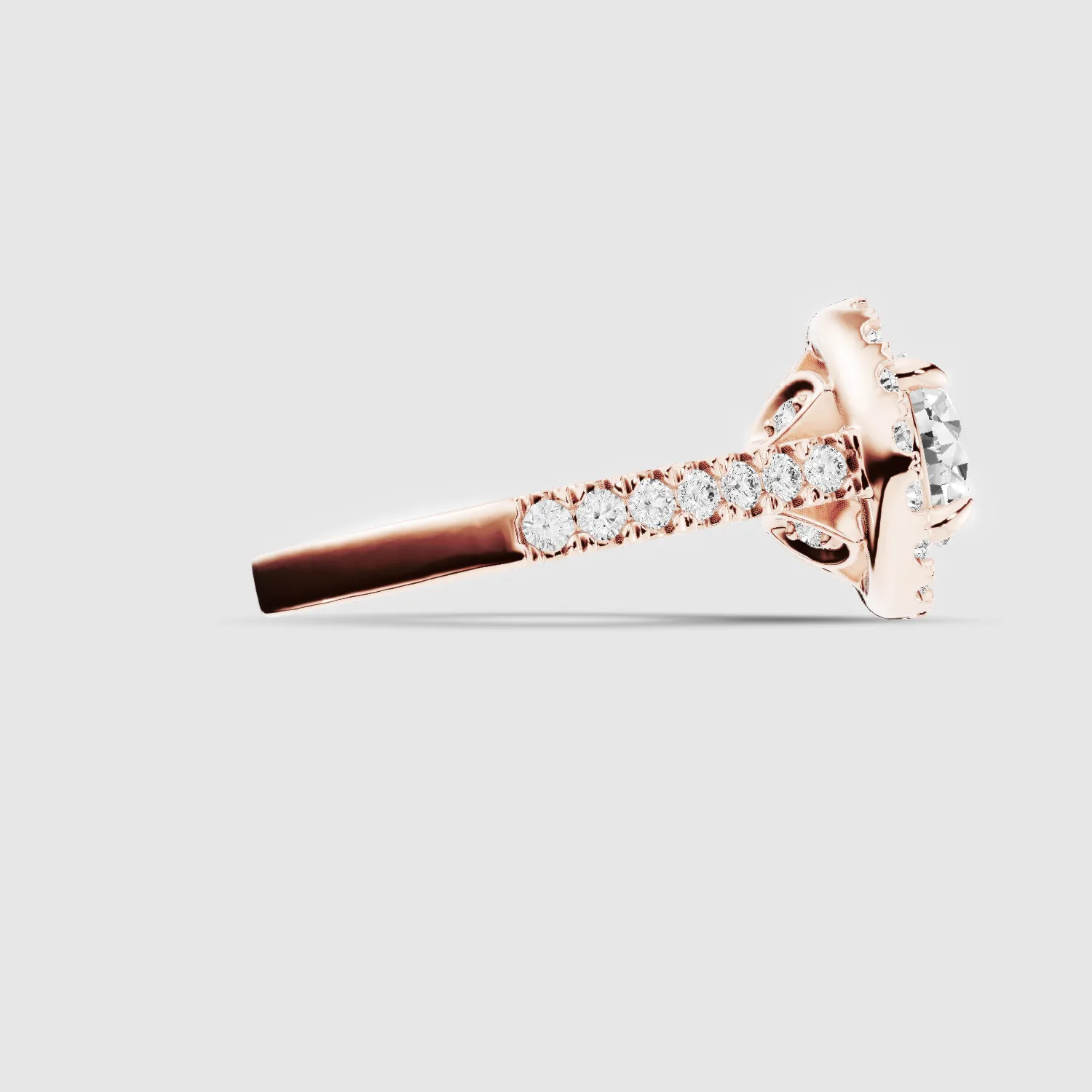 Studded Halo Solitaire Ring-Round