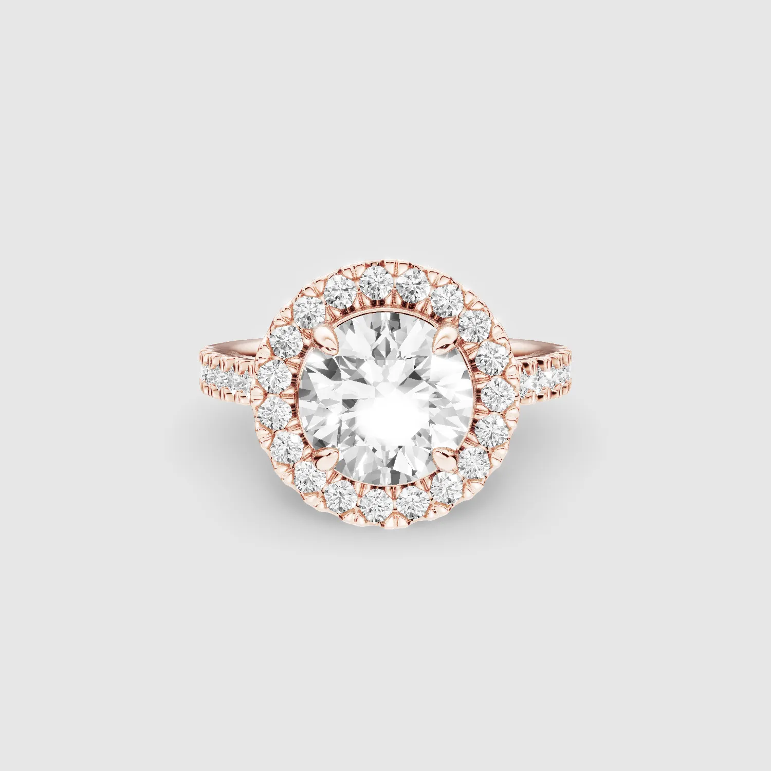 Studded Halo Solitaire Ring-Round