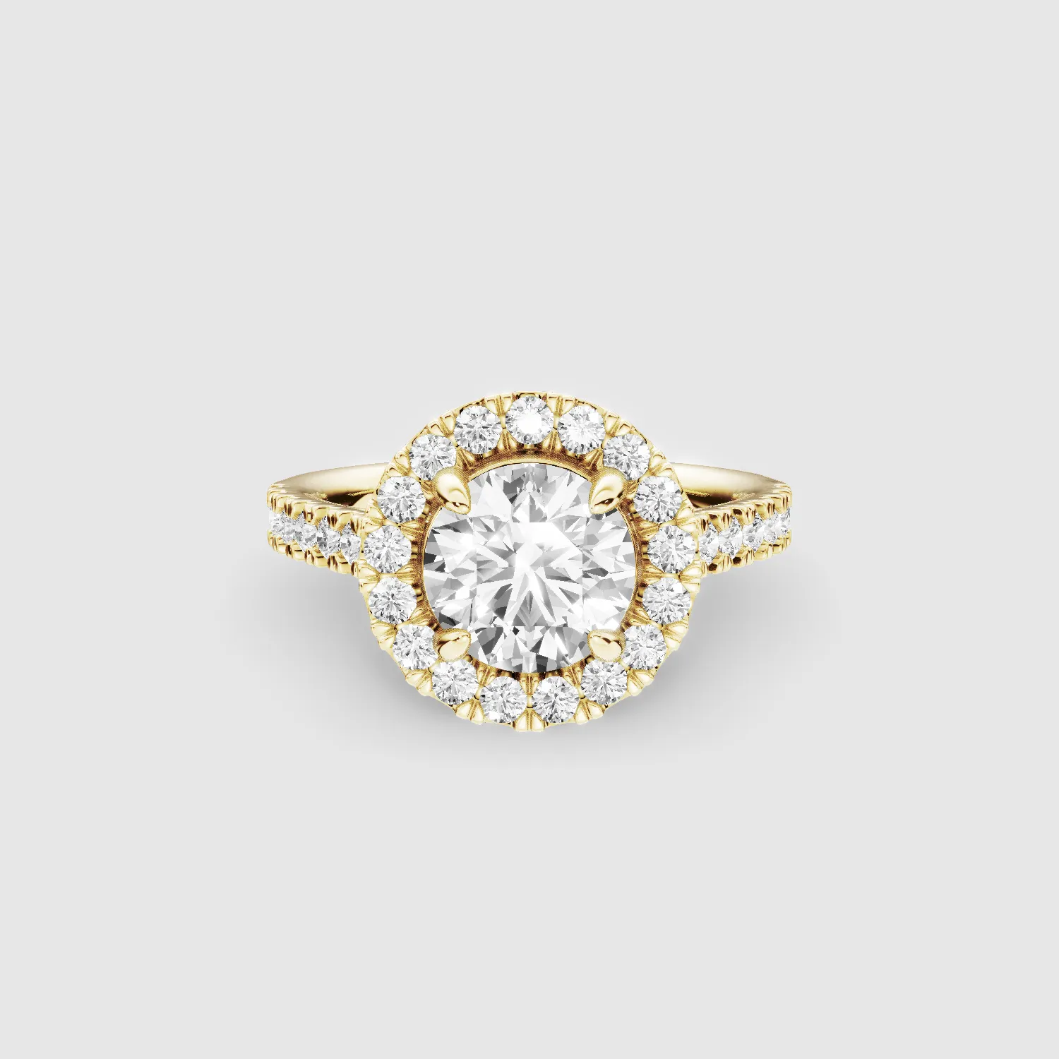 Studded Halo Solitaire Ring-Round