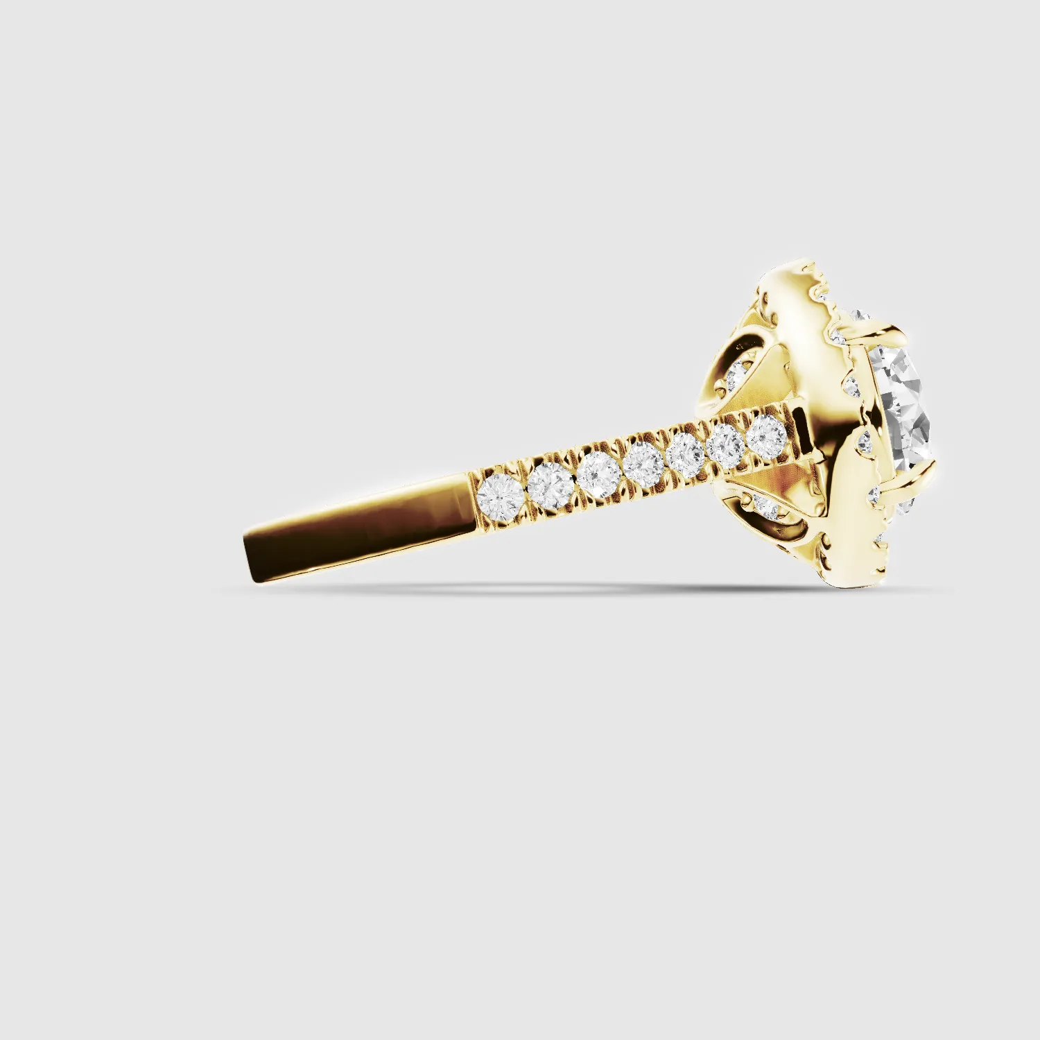 Studded Halo Solitaire Ring-Round