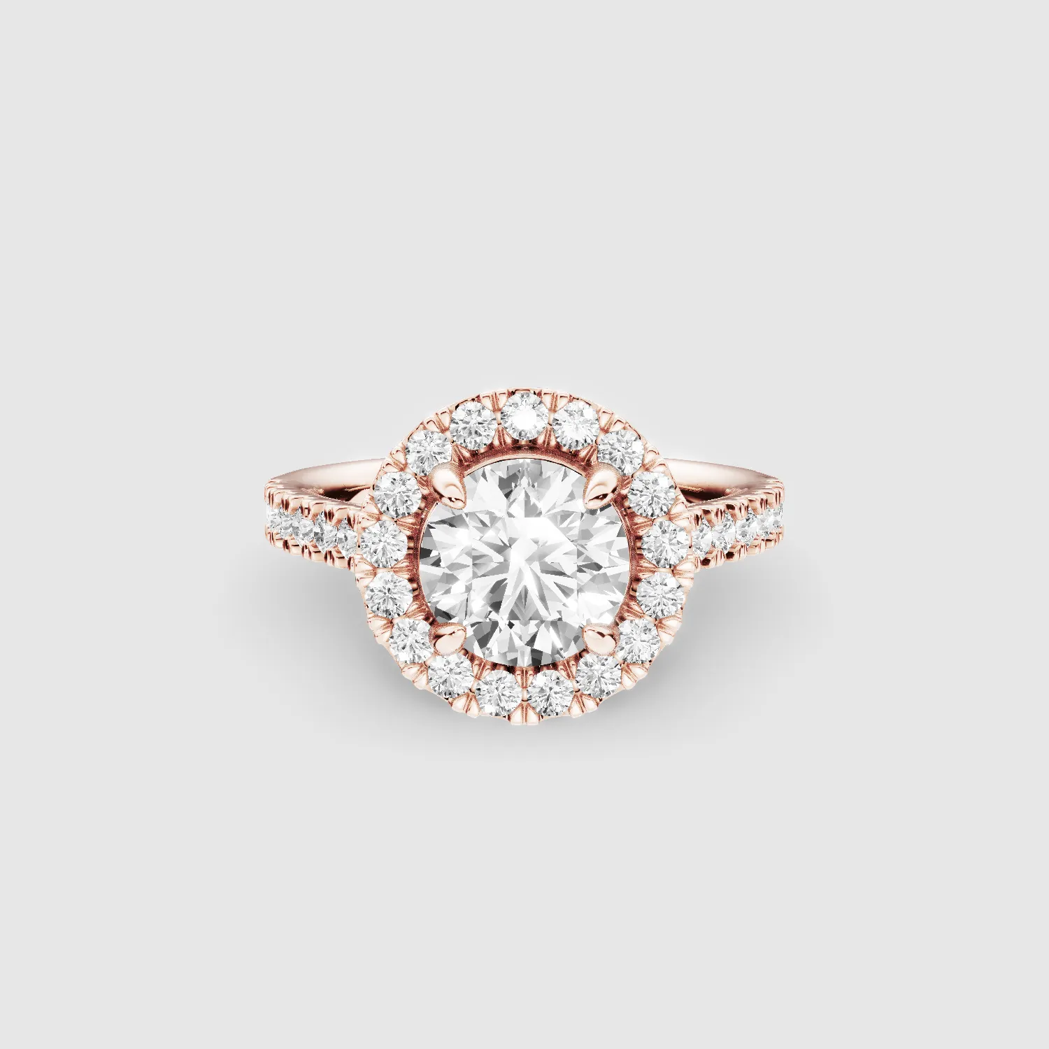 Studded Halo Solitaire Ring-Round