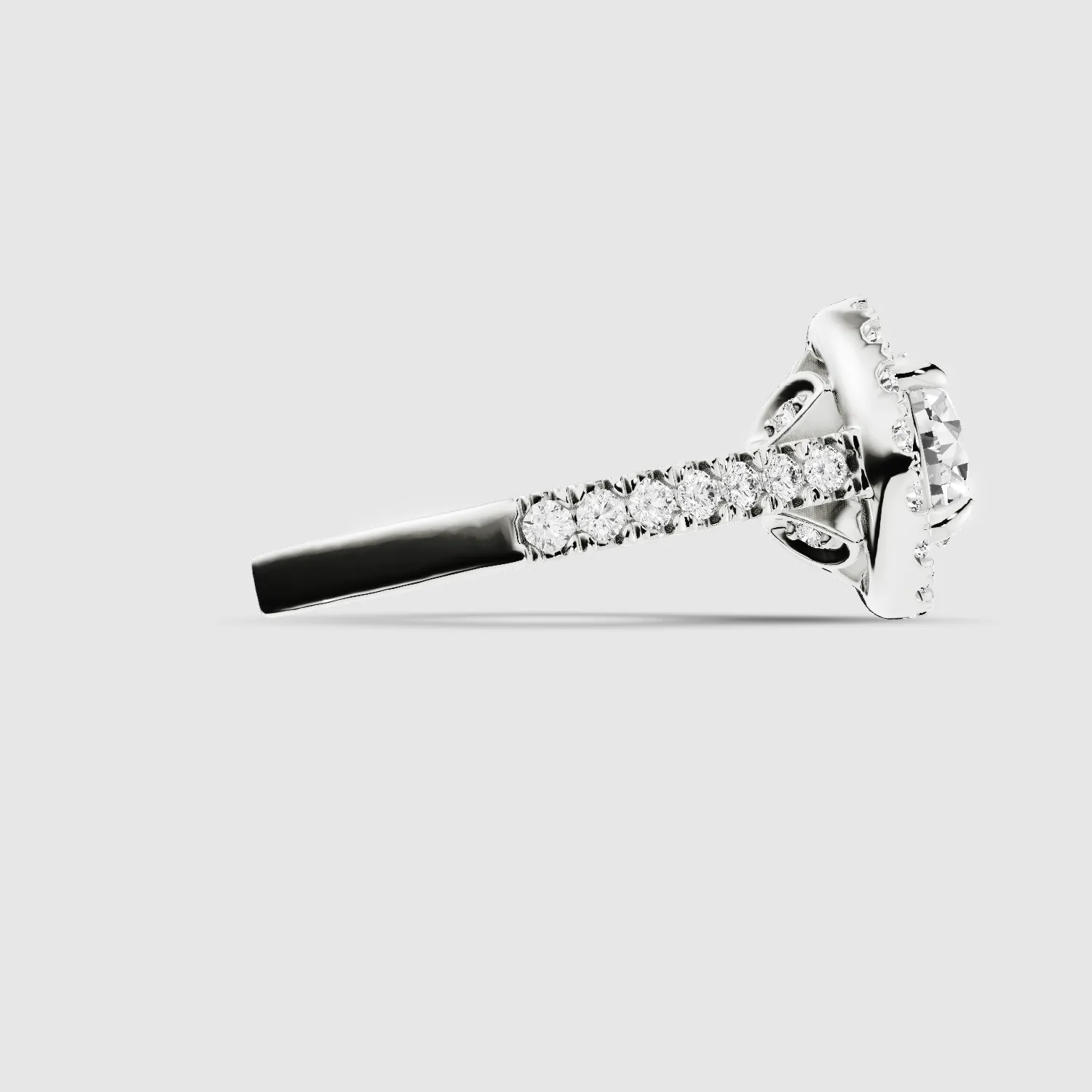 Studded Halo Solitaire Ring-Round