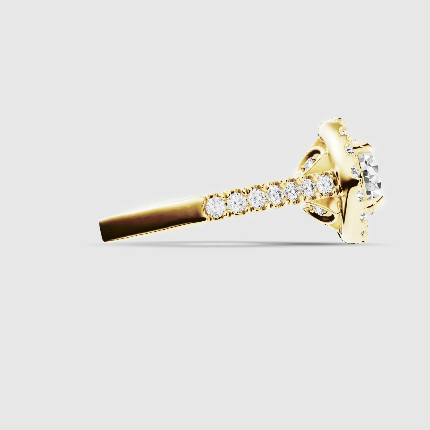 Studded Halo Solitaire Ring-Round