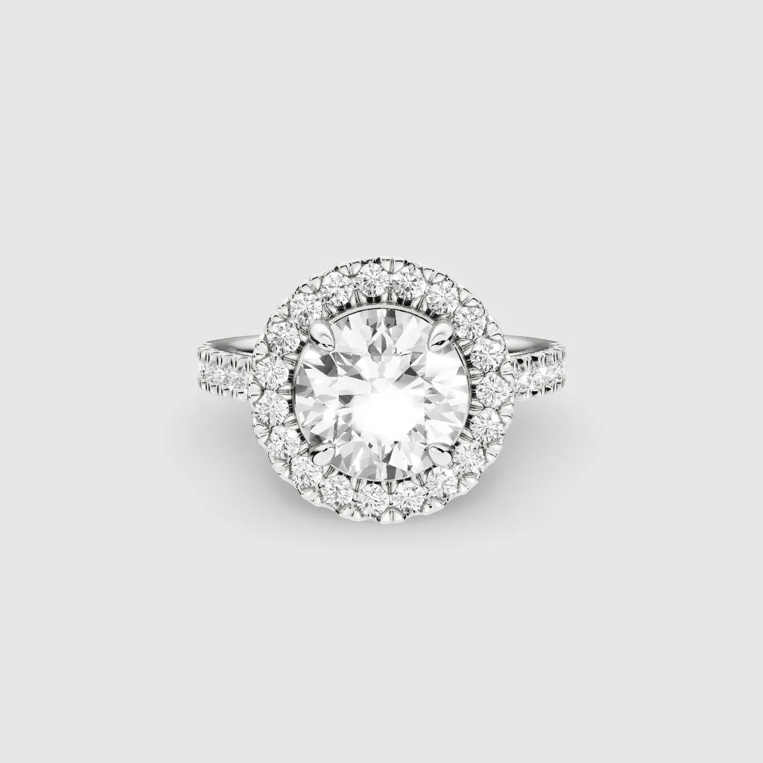 Studded Halo Solitaire Ring-Round