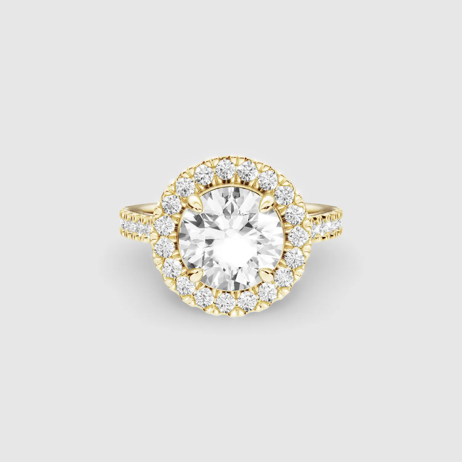 Studded Halo Solitaire Ring-Round