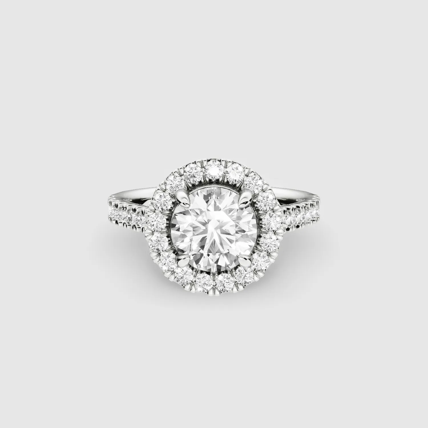 Studded Halo Solitaire Ring-Round