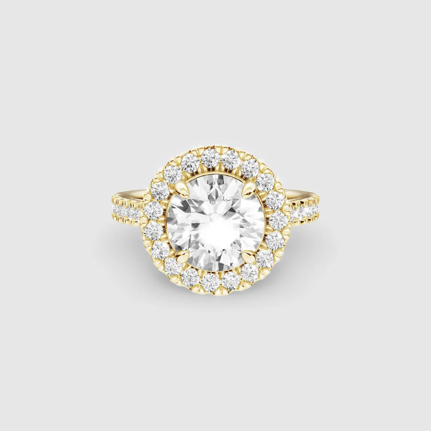 Studded Halo Solitaire Ring-Round
