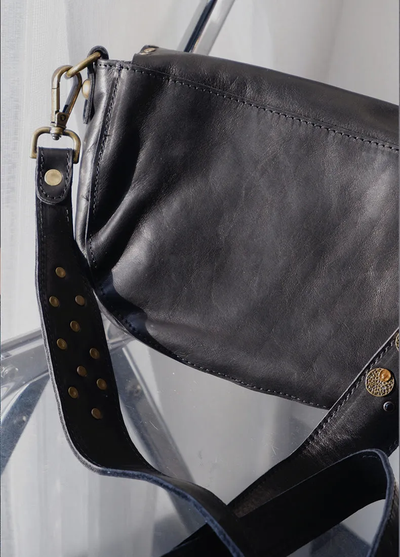 Studded Women's Shoulder Bags Leather Black Crossbody Bags For Women