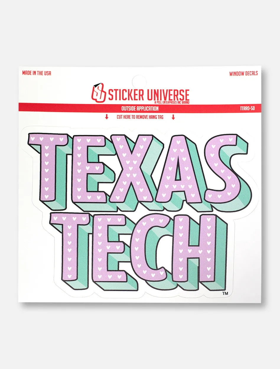 Texas Tech Red Raiders "Stacked Pastel Hearts" Decal