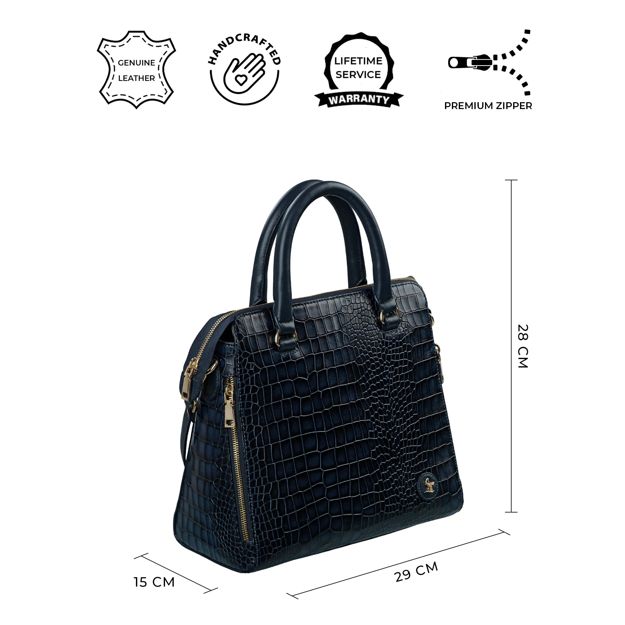 Vivian - Women's Handbag | Genuine Leather Ladies Sling Bag |Office Bag for Women | Color: Navy Blue